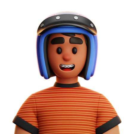 Menino com capacete de moto  3D Icon