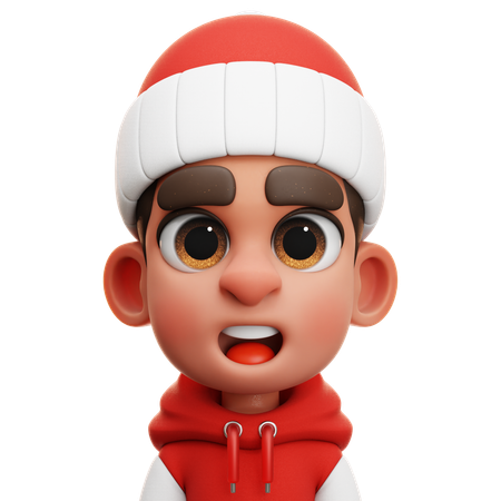 MENINO COM CAPUZ VERMELHO E BRANCO  3D Icon