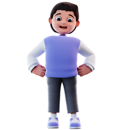 Garoto com confiança  3D Illustration