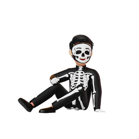 Menino fantasiado de esqueleto fazendo pose  3D Illustration