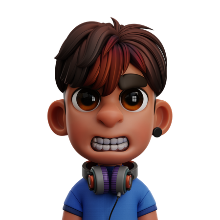 Menino com fone de ouvido  3D Icon