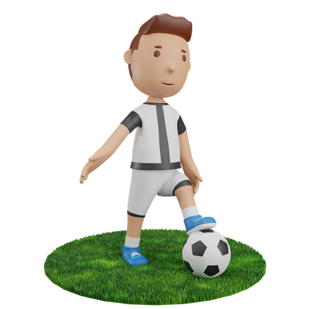 Menino com futebol  3D Illustration