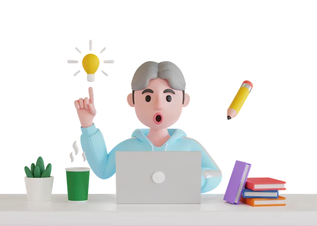 Menino com ideia criativa  3D Illustration