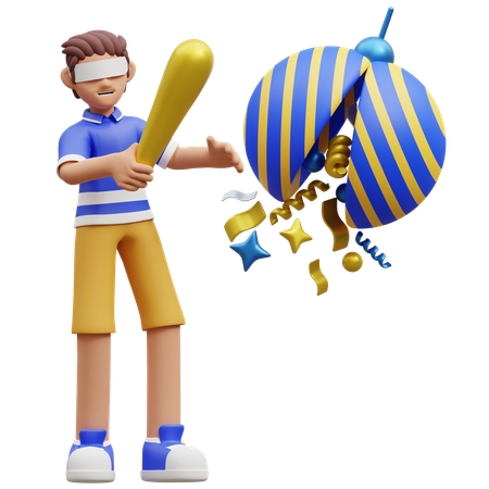 Menino com piñata  3D Illustration