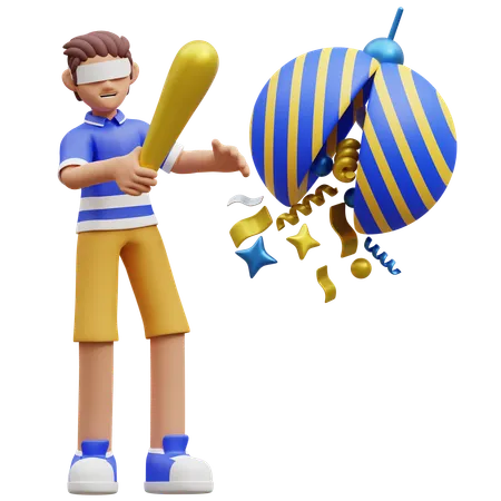 Menino com piñata  3D Illustration