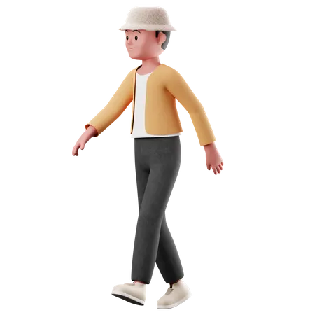 Menino com pose de caminhada  3D Illustration