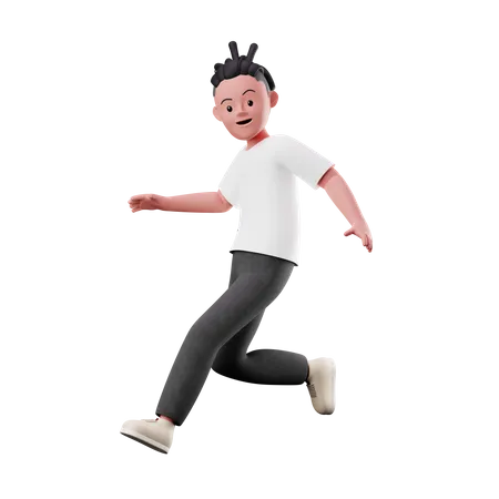 Menino com pose de corrida e salto  3D Illustration