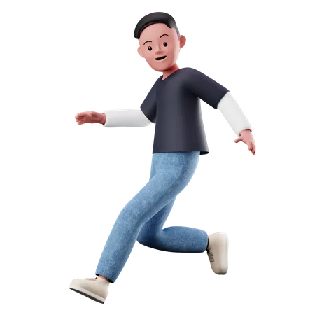 Menino com pose de corrida e salto  3D Illustration