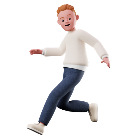 Menino com pose de corrida e salto  3D Illustration