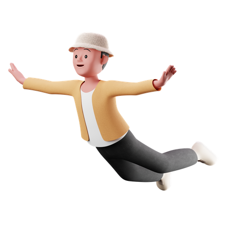 Menino com pose de vôo  3D Illustration