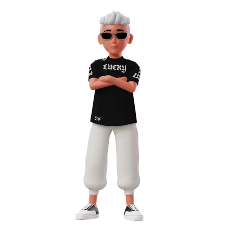 Menino com pose em pé  3D Illustration