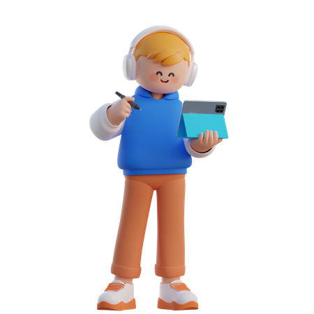 Menino com seu Ipad  3D Icon