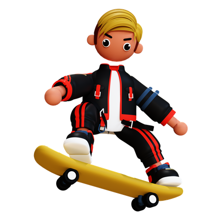 Menino com skate  3D Illustration