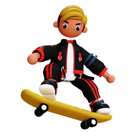 Menino com skate  3D Illustration