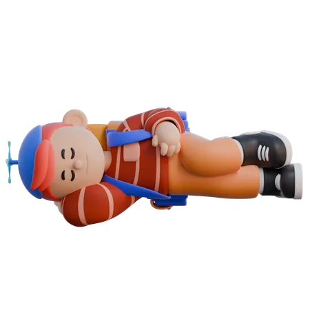 Menino com sono relaxa  3D Illustration