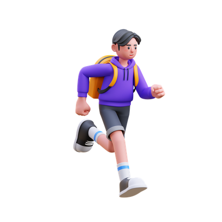 Menino correndo para a escola  3D Icon