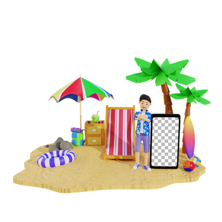 Garoto aproveitando as férias de verão  3D Illustration