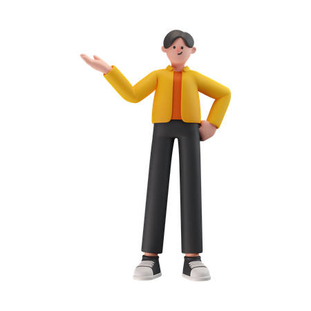 Menino fazendo pose confusa  3D Illustration