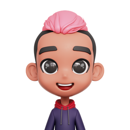 Menino com cabelo rosa  3D Icon