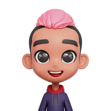 Menino com cabelo rosa  3D Icon