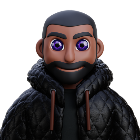 Menino de jaqueta preta  3D Icon