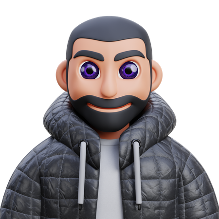 Menino de jaqueta preta  3D Icon