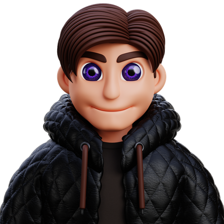 Menino de jaqueta preta  3D Icon