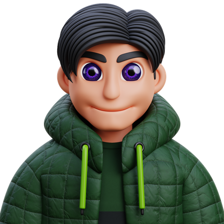 Menino de jaqueta verde  3D Icon