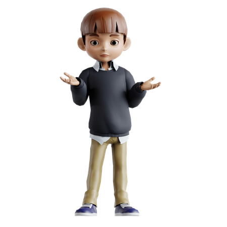 Menino em pé com as mãos abertas  3D Illustration