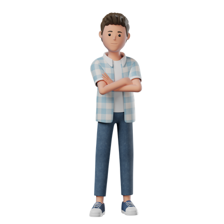 Menino em pé confiante  3D Illustration