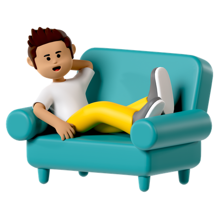 Deitado no sofá, garoto  3D Icon