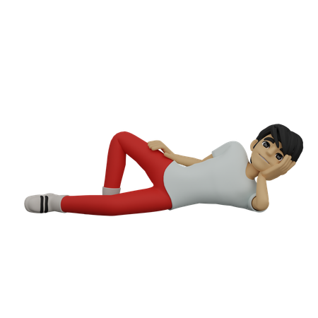 Menino descansando no chão  3D Illustration