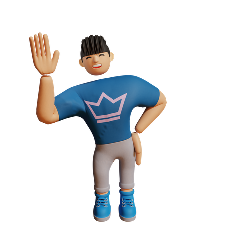 Menino dispensando a mão  3D Icon