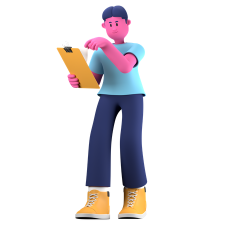 Menino escrevendo no bloco de notas  3D Icon