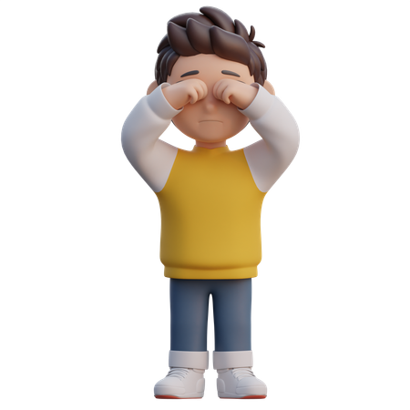 Menino está chorando  3D Illustration