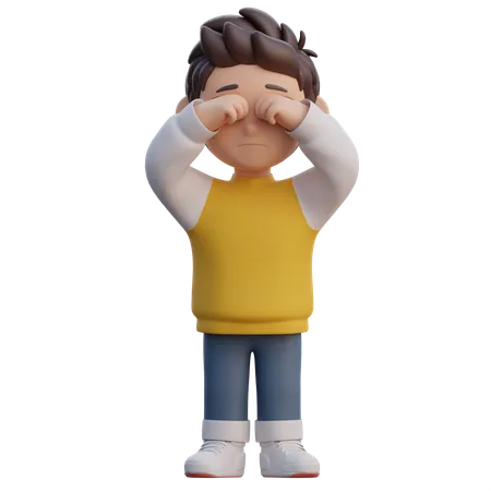 Menino está chorando  3D Illustration