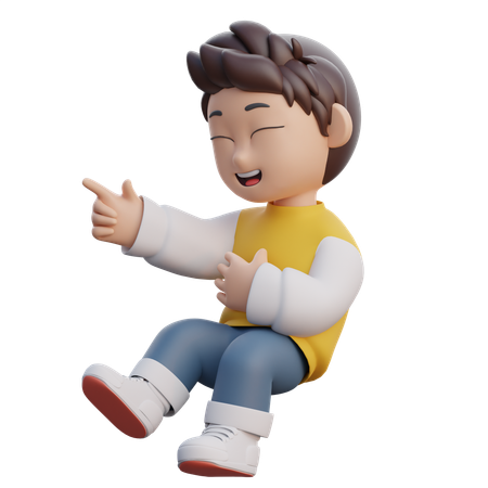 O menino está rindo da piada  3D Illustration