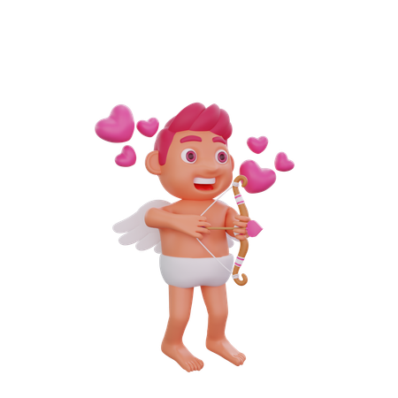 Menino está segurando a flecha do Cupido  3D Illustration