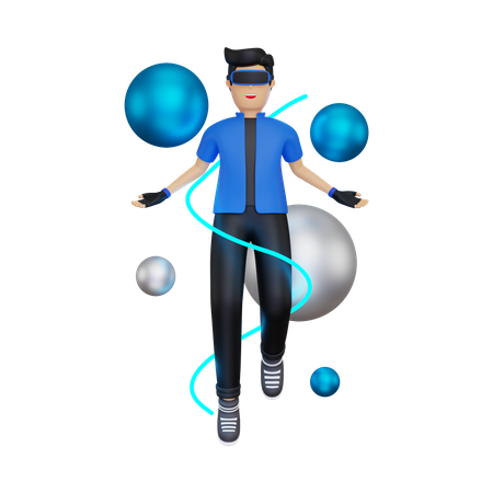 Menino experimentando o espaço VR  3D Icon