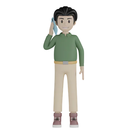 Menino falando no celular  3D Illustration