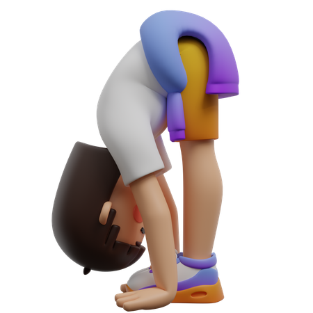 Menino fazendo flexão para frente em pé  3D Icon