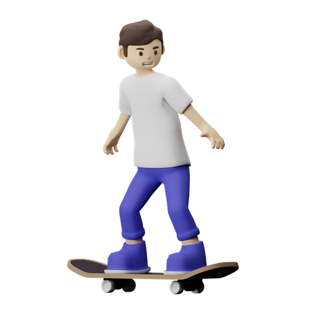 Garoto praticando patinação  3D Illustration