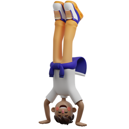 Menino fazendo pose de parada de cabeça  3D Icon