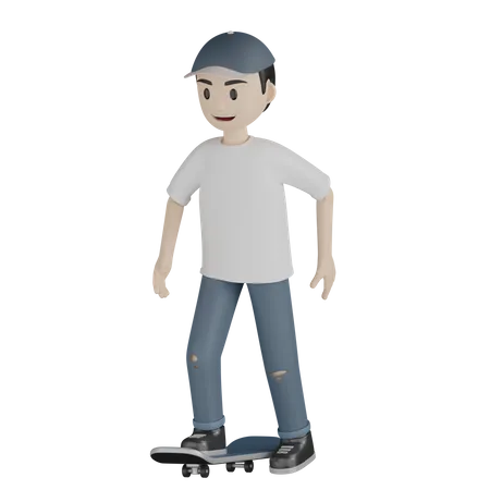 Personagem Casual De Menino Skatista 3D Illustration