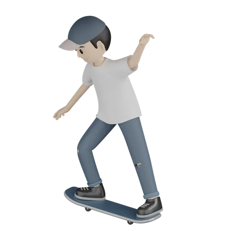 Personagem De Menino Skatista 3D Illustration