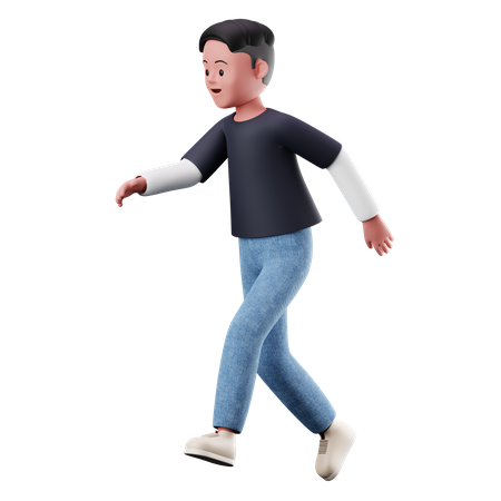 Menino feliz com pose de corrida  3D Illustration