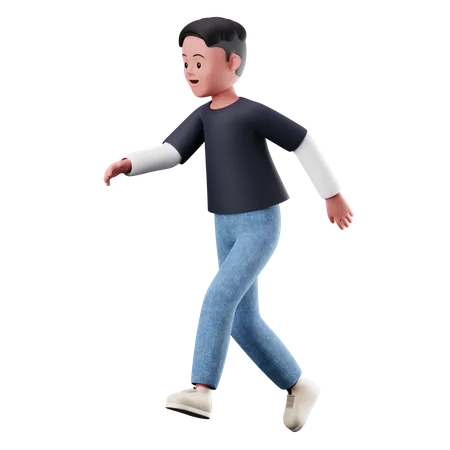 Menino feliz com pose de corrida  3D Illustration