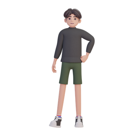 Menino feliz em pé  3D Illustration