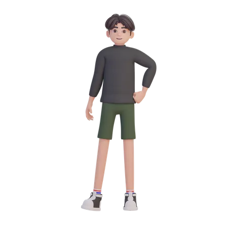 Menino feliz em pé  3D Illustration