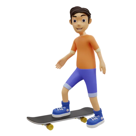Garoto feliz fazendo patinação  3D Illustration